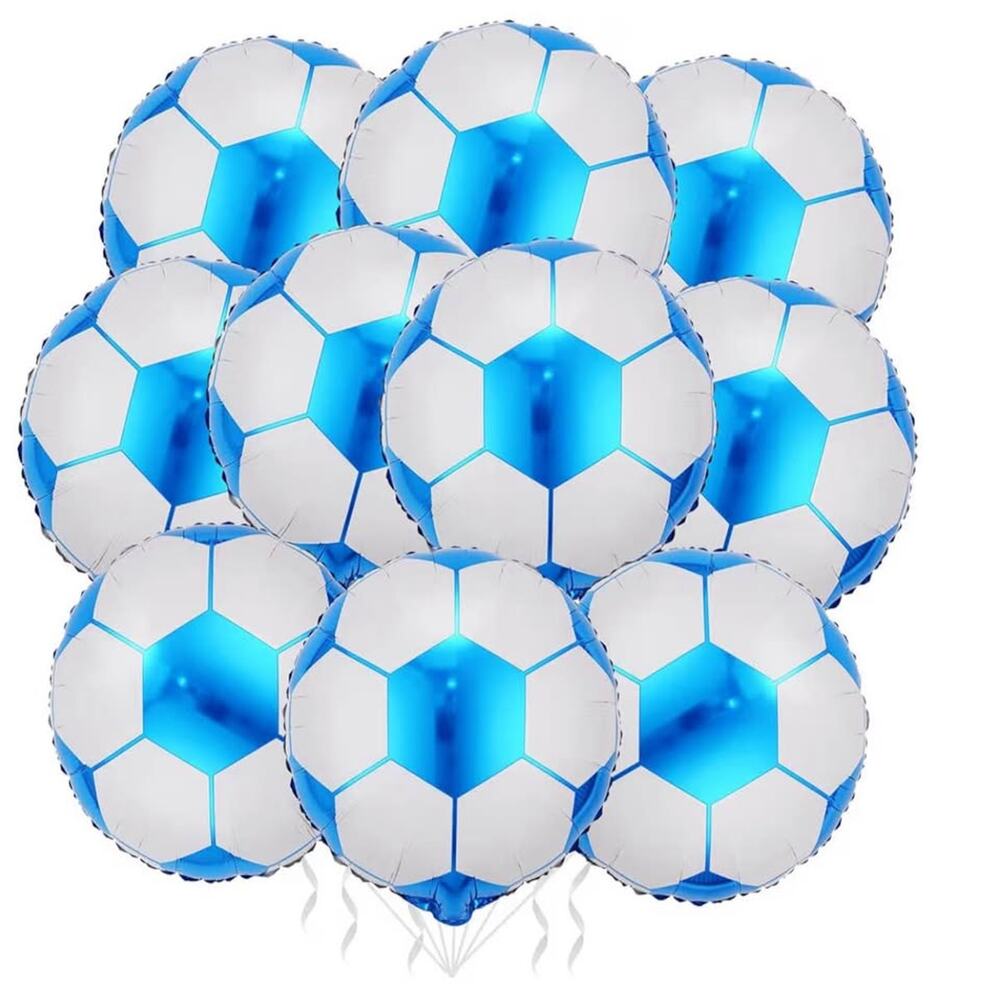 10 Pack 18 Inch Blue Soccer Foil Balloons
